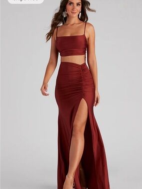 carmella high slit corset dress CARMELLA Sweetheart Shimmery Lace Dress main image 1